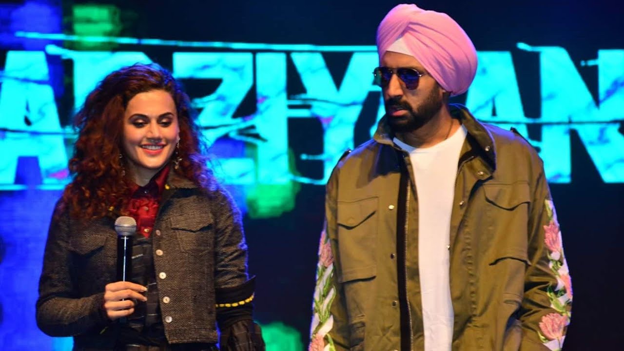 Taapsee, Vicky Kaushal and Abhishek Bachchan at Chandigarh
University to promotion Manmarziyan