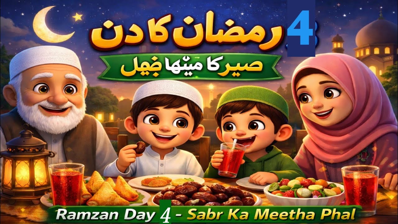 Ramzan Day 4 | Sabr Ka Meetha Phal 🍯 | Islamic Cartoon Story in Urdu | Ramadan Kids Story