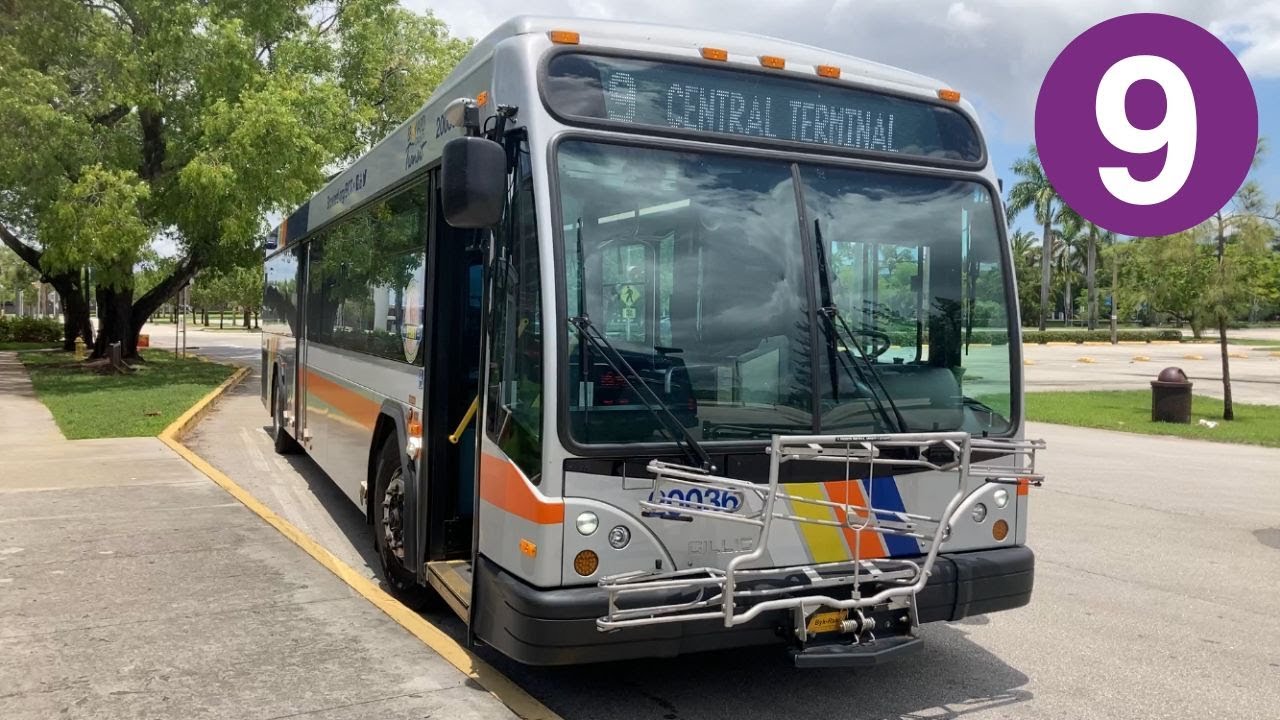 Riding Broward County Transit Bus 9, Young Circle to A. Hugh Adams Central Campus, Gillig BRT 40'