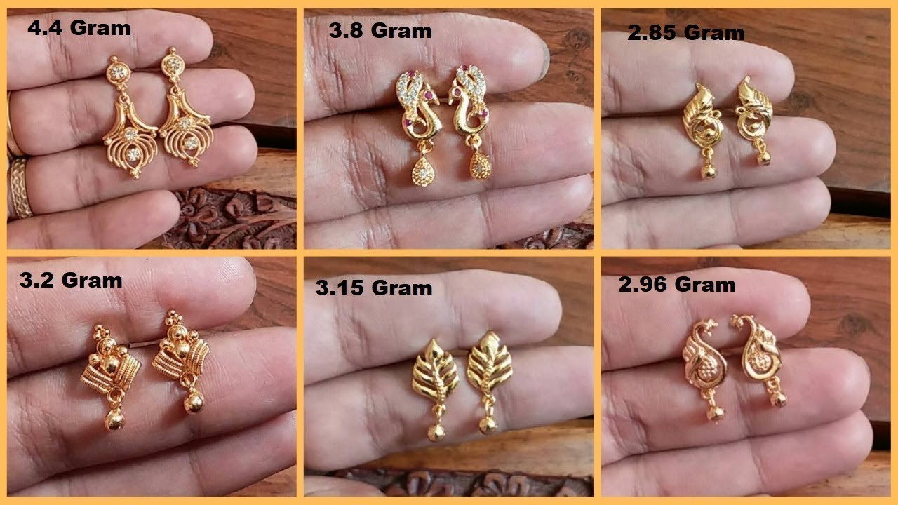 Simple Daily Wear Earrings Gold Images  Small Gold Earrings With Weight