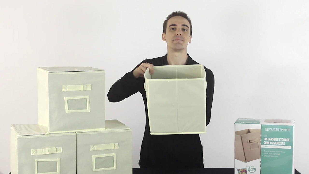 ClosetMate Foldable Cube Storage Bins - 6 Pack - Decorative Fabric Storage Cubes are Collapsible