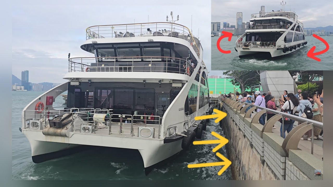 [維港遊] 電動渡輪「香港水上的士 28 HONG KONG WATER TAXI 28」靠泊灣仔公眾碼頭. berthing Wan Chai Public Pier