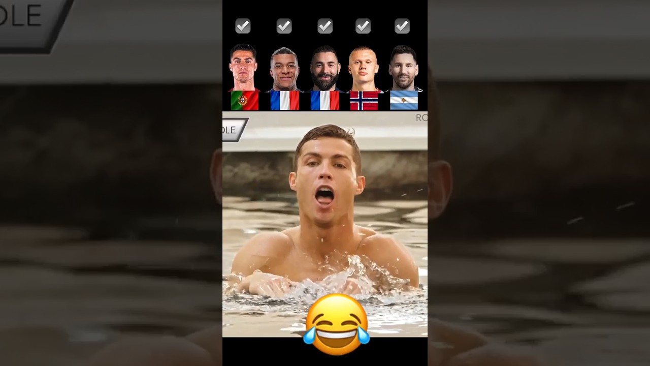 Ronaldo VS Fake Mbappe VS Benzema VS Fake Haaland VS Messi | Swimming Challenge |