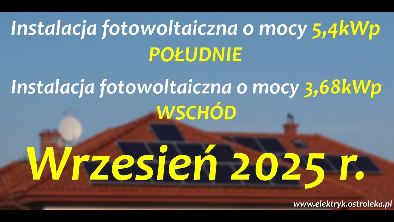 Instalacja fotowoltaiczna PV o mocy 5,4kWp(południe)+3,68kWp(wschód) (od 27-05-2023r)- Wrzesień 2025