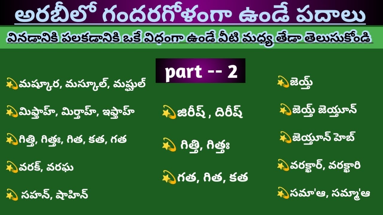 అరబిక్ నేర్చుకోండి తెలుగులో//Arabic language in telugu//learning arabic//Chakri lovely by creation