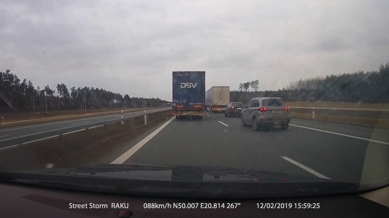 TIR - wyprzedzanie - A4 Tarnów - Kraków.