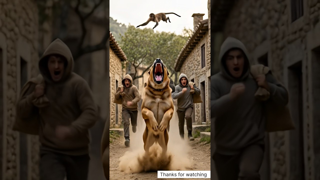 In a village, there lived a mischievous monkey and a loyal dog. 🥰 #ai #monkey #dog