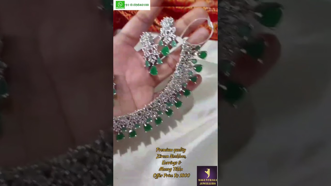 Zircon Jewellery Set @sagunthalajewellers #zirconjewelry #zirconearrings #zirconset