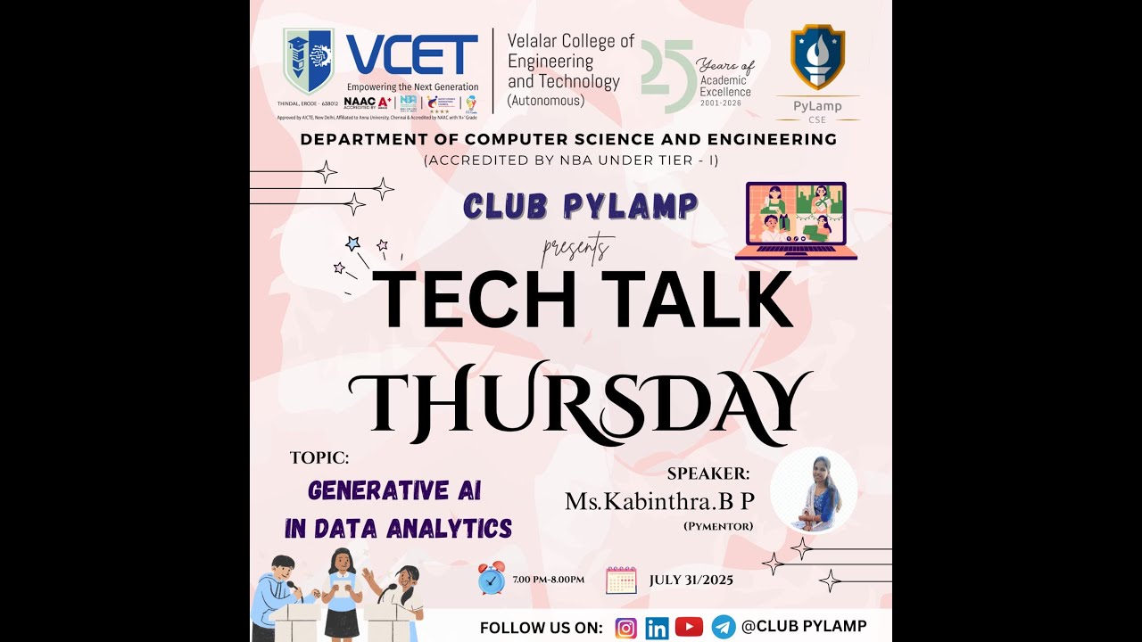 GENERATIVE AI IN DATA ANALYTICS | TECH TALK THURSDAY | Ms. Kabinthra B. P (Pymentor)