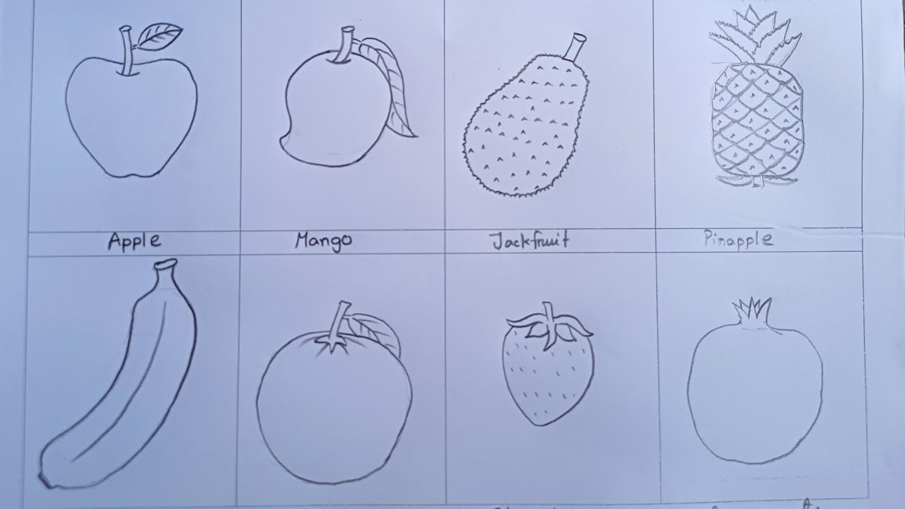 How to draw Fruits ll 8 different type of fruit drawing ll very easyll step by step #art #drawing