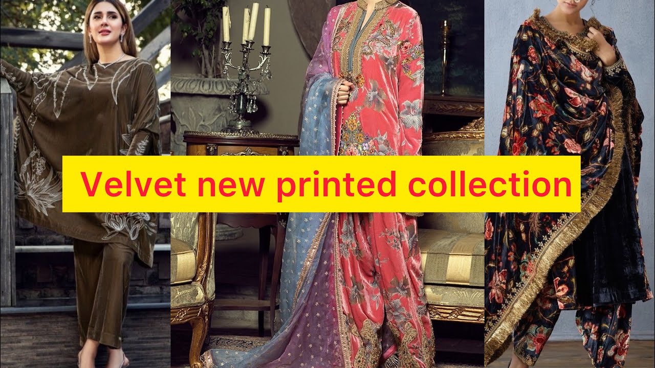 Velvet printed new collection | new trendy velvet  dress designs 2032/2023