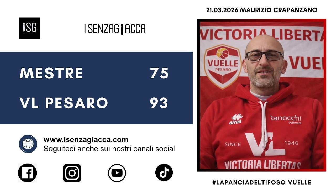 NESSUNO LO DICE MA&hellip; il tifoso della Vuelle  dopo Mestre-Vuelle Pesaro 75-93 del 21 marzo 2026