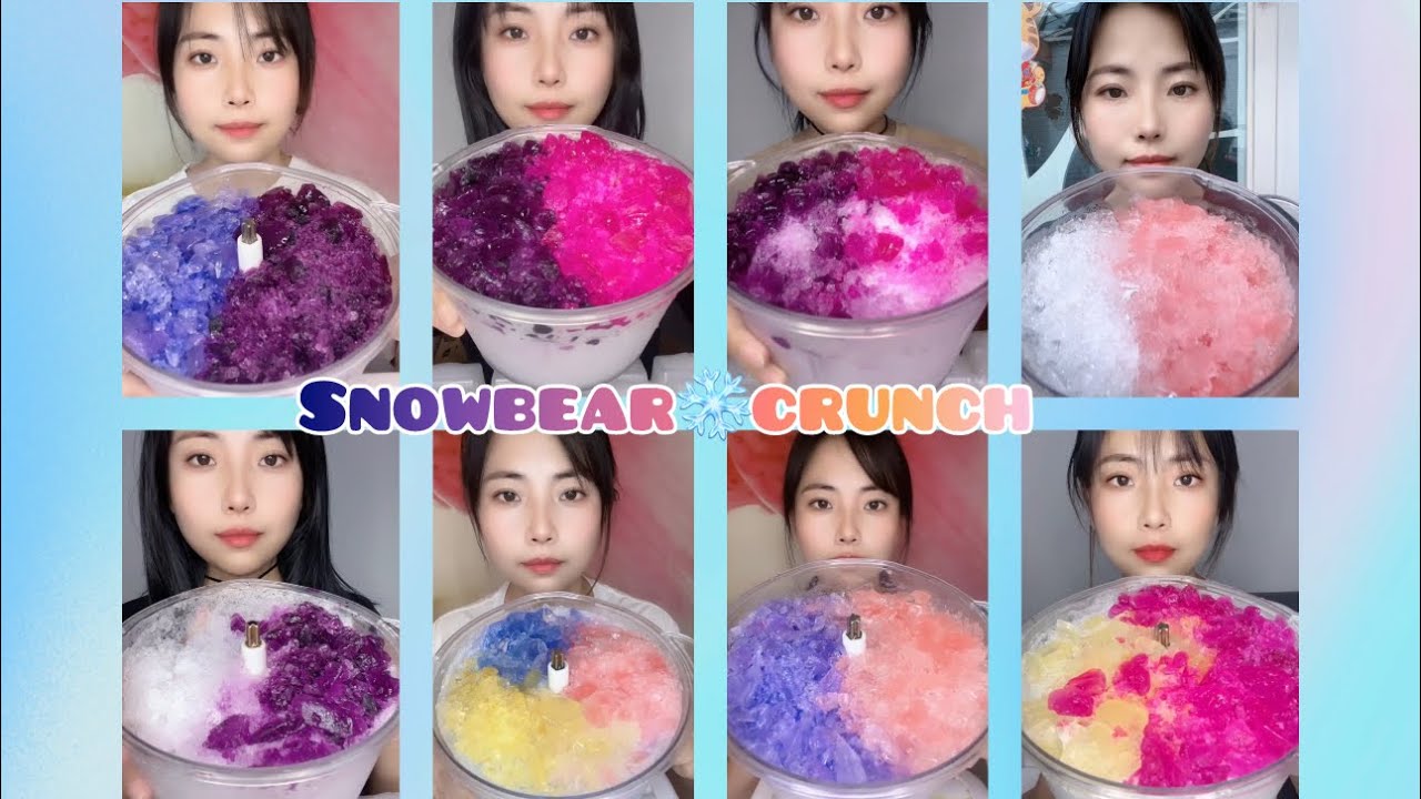 CRUSHED ICE | BLENDED ICE | COLORED ICE | ICE EATING ASMR | SATISFYING CRUNCHES❄️🧊🤍🌈