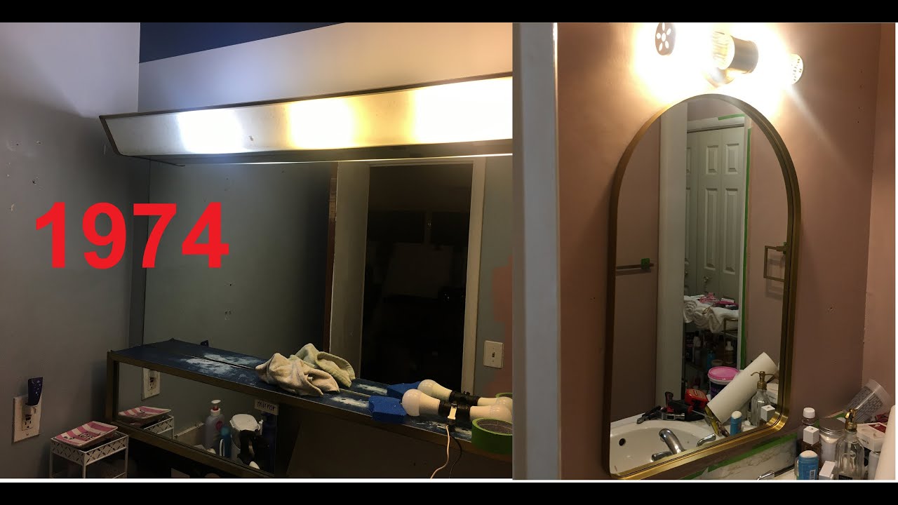 Let's update 1974 Bathroom set to Modern looks How to mirror and lighting wave faucet