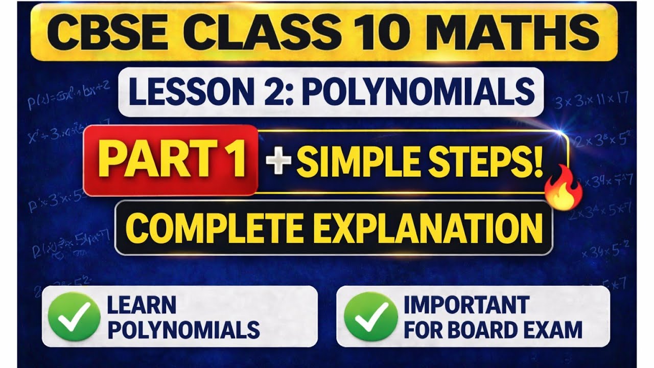 Class 10 Maths Exercise 2.1 | Polynomials Explained Step-by-Step | CBSE 2026