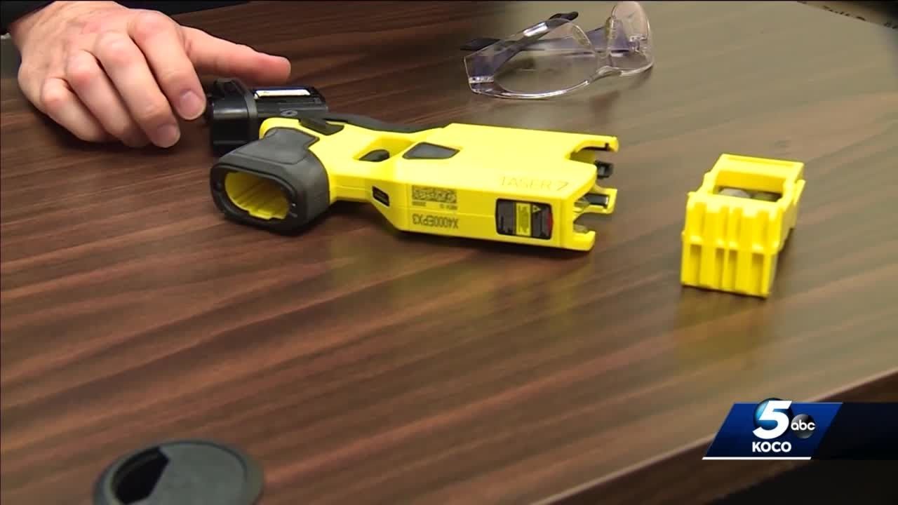 Moore Police Chief tests out new stun guns for the department