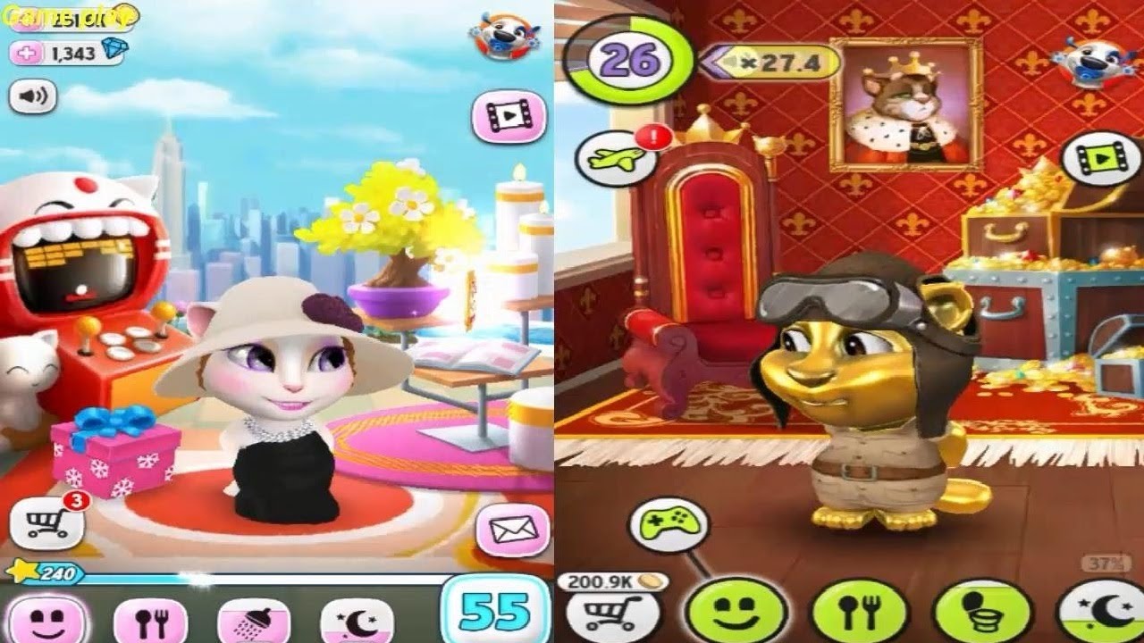 My Talking Angela Level 55 VS My Talking Tom Level 26 Gameplay