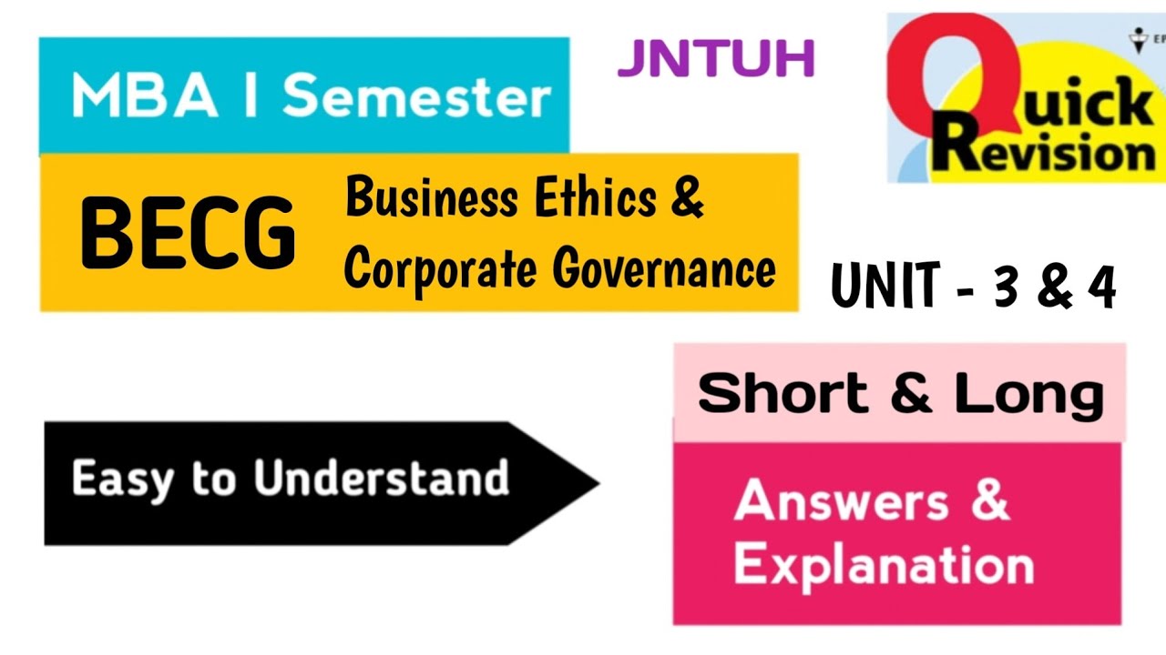 Business Ethics & Corporate Governance Important Long Questions Answers Quick Revision 2025 MBA I