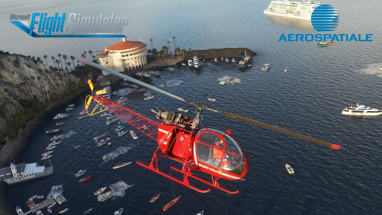 Taog's Hangar SA315B Lama - Low level fun around Catalina Island - Microsoft Flight Simulator