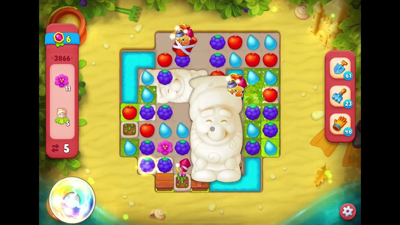 GardenScapes Level 3866 no boosters (14 moves)