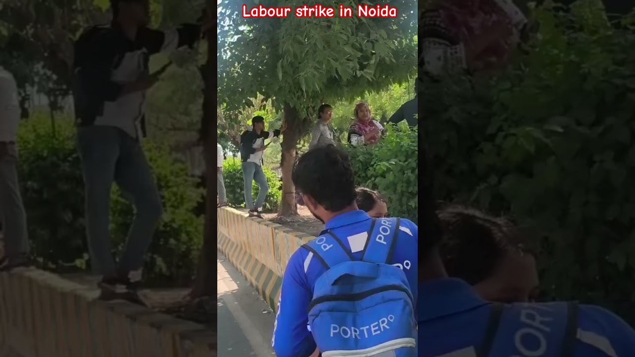 Labour strike in Noida #noida city #strike #noida