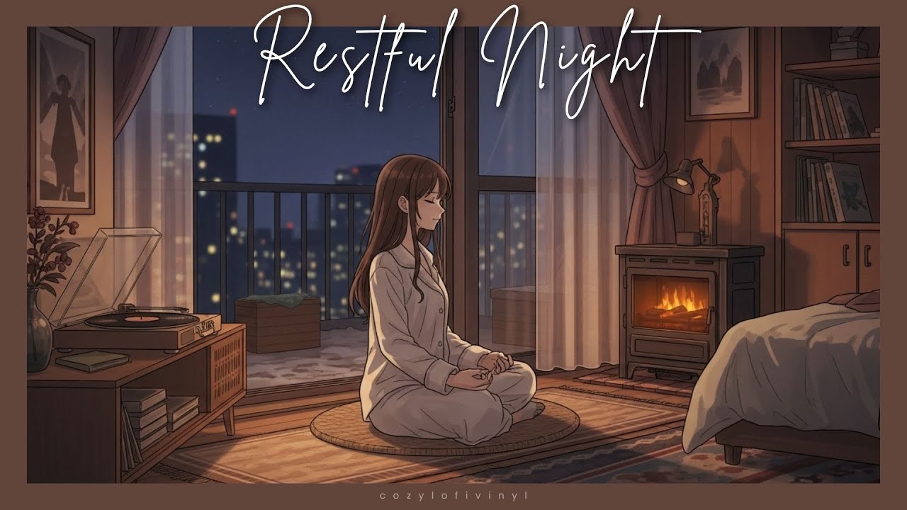 Calm winter night ambience with instrumental tones for yoga stretching and sleep 🌙