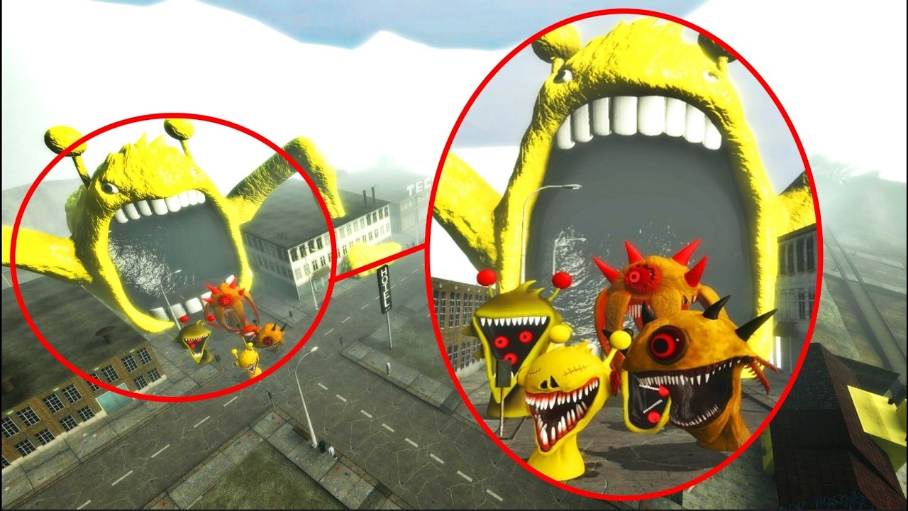 Un DRON capta a SPRUNKI EATER SIMON en la CIUDAD | Garry's Mod Sandbox