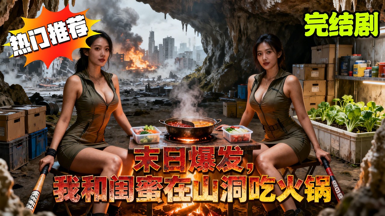 末日丧尸完结爽剧︱丧尸末日突降，闺蜜二人躲进深山溶洞庇护所艰难求生【末日爆发，我和闺蜜在山洞吃火锅】#末日 #求生 #末世 #短劇 #ai劇 #ai真人劇 #天天劇場