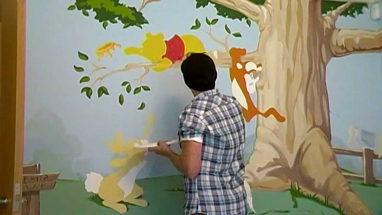 Amazing WINNIE THE POOH bedroom Mural!! Time lapse