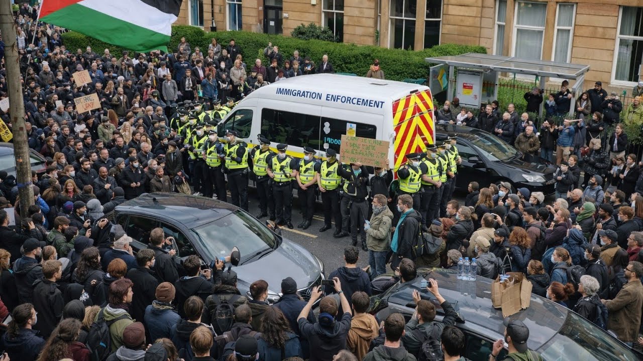 Immigration van stopped in Glasgow during Deportation 