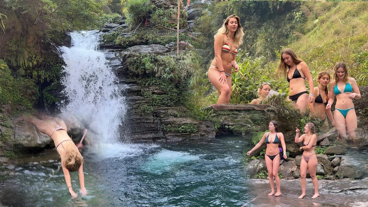 Angel Plunges Into the Frozen Waterfall — A Breathtaking, Daring Challenge! #travel #waterfall