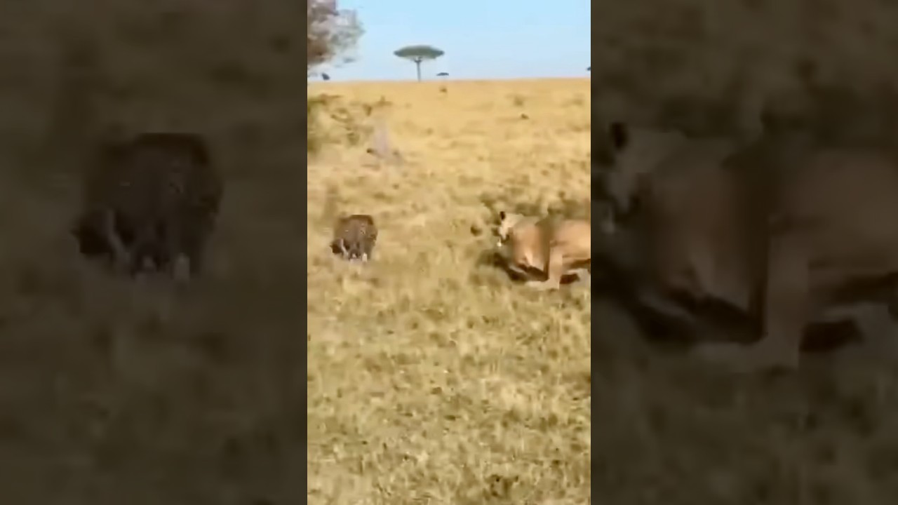 Leopard Escapes Lioness By Climbing Tree! 🐆🌳 #Shorts #PUMAB