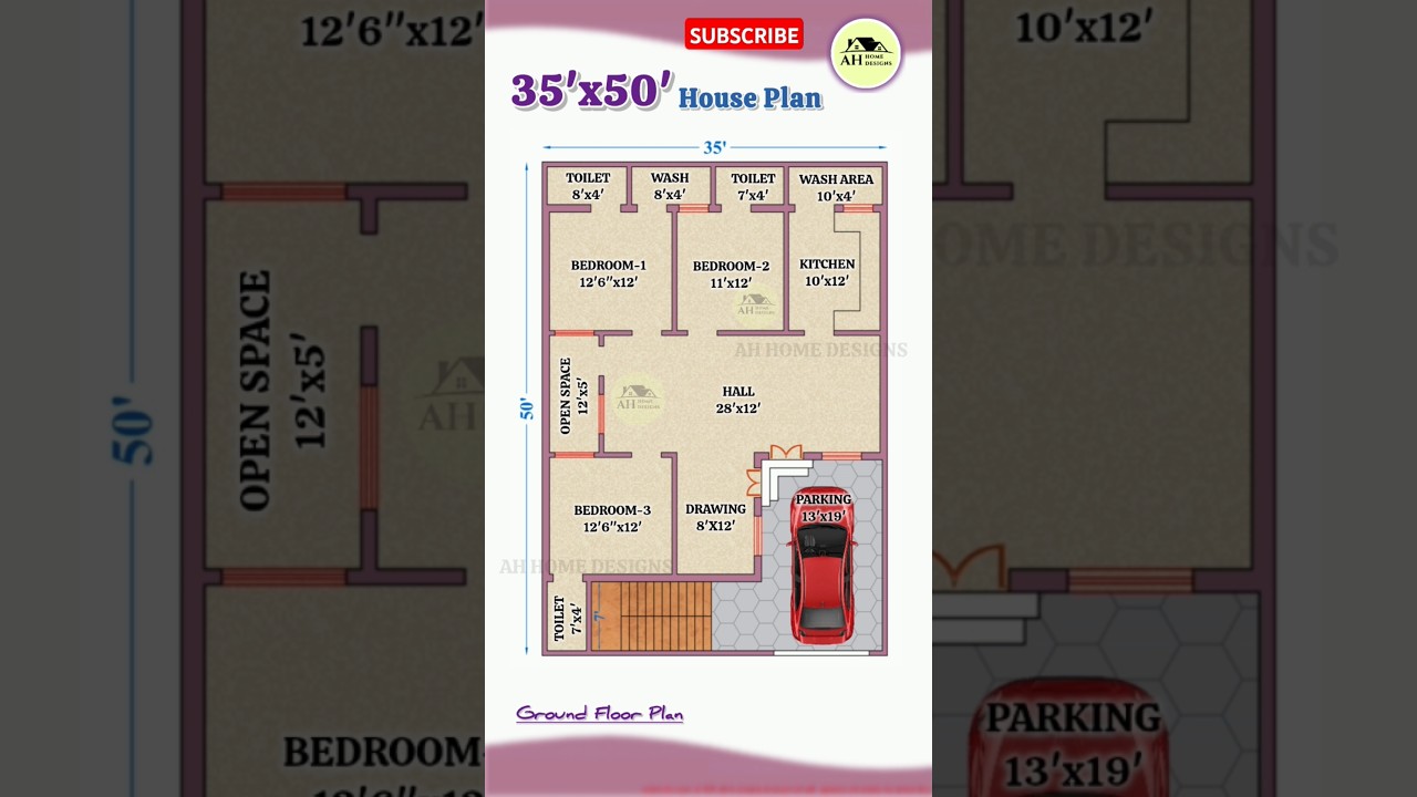 35x50 House Plan, 35*50 3bhk House Plan with Car Parking, 35by50 #housedesign #shorts #youtubeshorts
