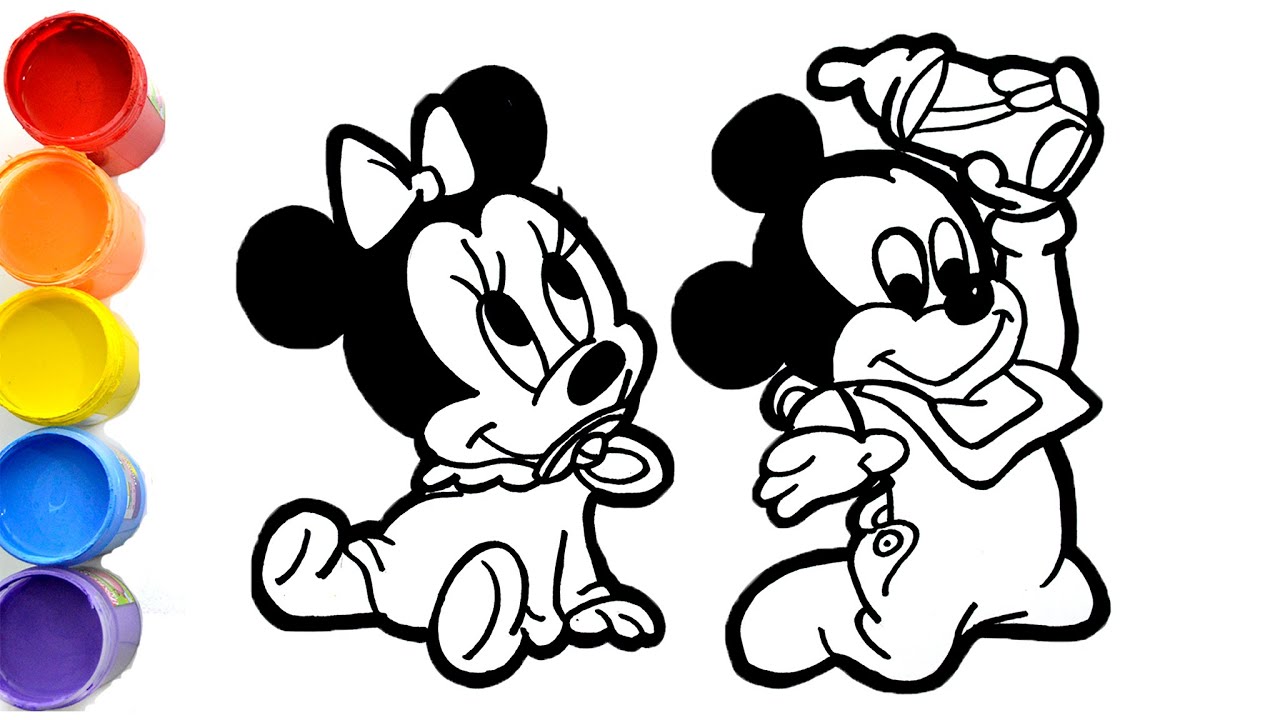 Dibujos de Baby Mickey Mouse y Minnie Disney para niños - How to draw Baby Mickey Mouse and Minnie