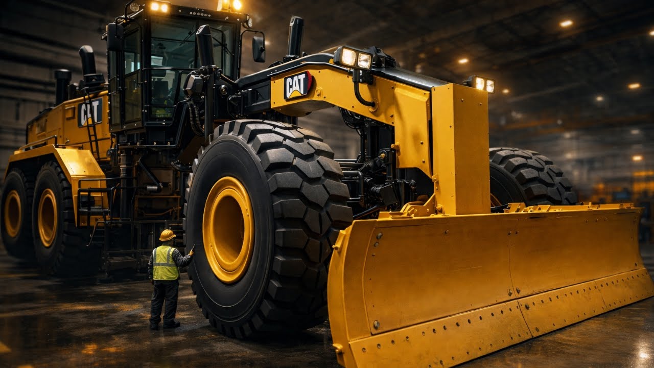 Inside the MEGA Motor Grader Factory (USA) How Caterpillar Builds Machines with 24-Foot Blades