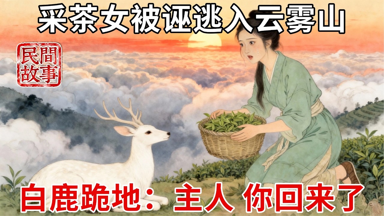 采茶女被誣毀壞貢品，為逃命逃入雲霧山，崖邊白鹿跪地相迎，白鹿：主人，你終於回來了！#民間故事 #傳統文化 #原創虛構 #華語有聲書 #槐樹下聽書