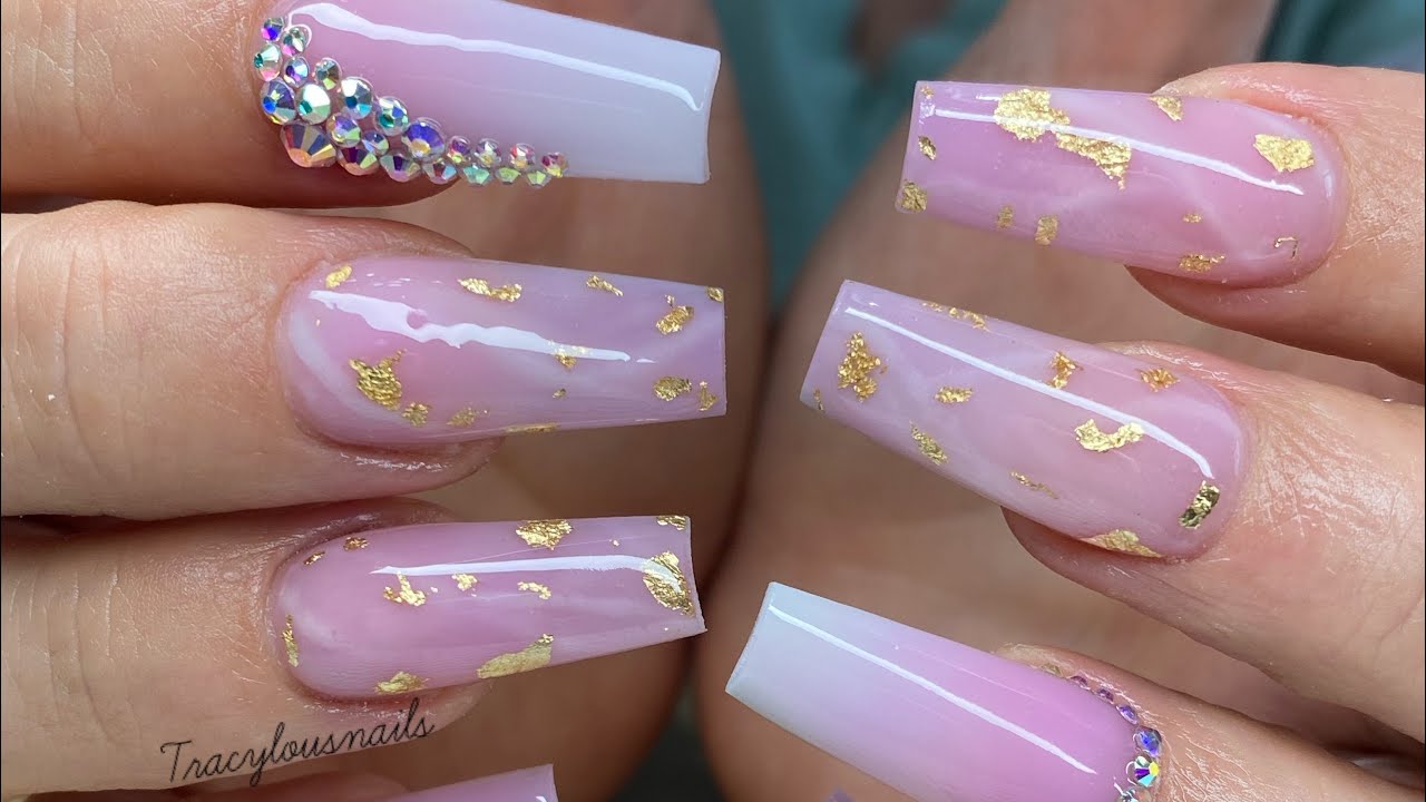 Rose Quartz Inspired Acrylic Nails