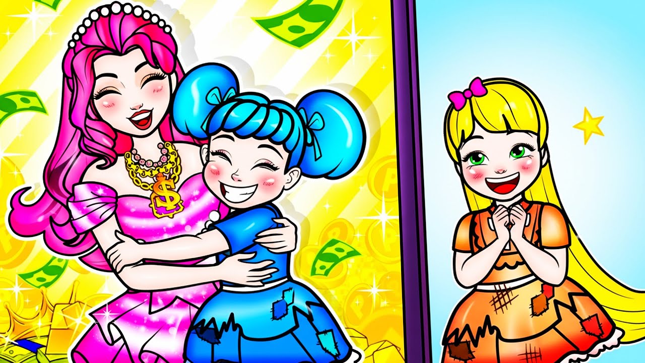 💖Paper DIY💖Giga Rich Frozen Family vs Poor Abandoned Rapunzel Daughter - Rapunzel Family