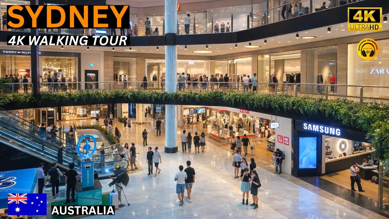 Sydney 4K Walking Tour | Sydney Shopping Mall Walk | 60FPS