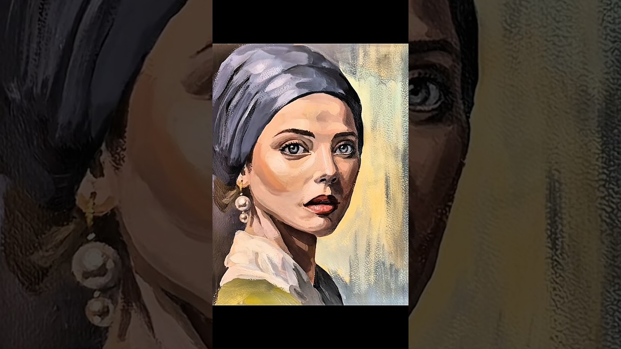 🎨 Painting a Modern &ldquo;Girl with a Pearl Earring&rdquo; &ndash; Acrylic Portrait Tutorial