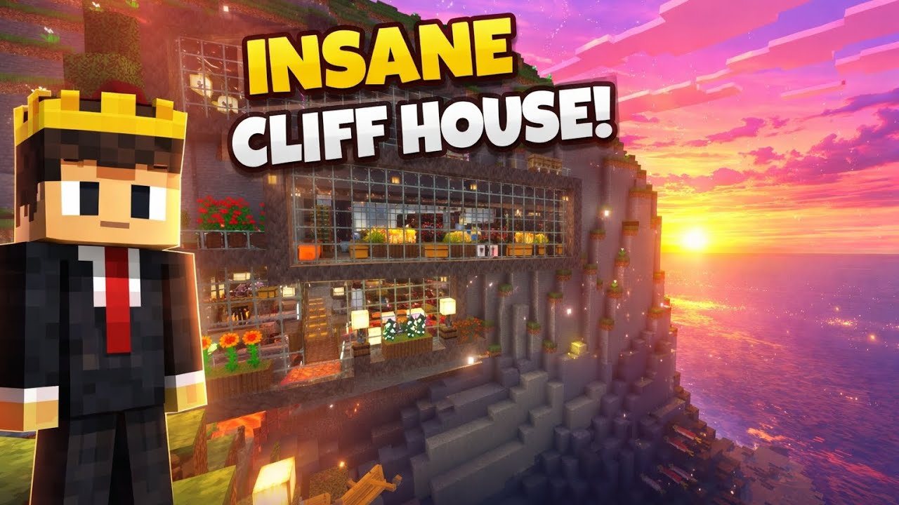 Ultimate Mountain Cliff Glass House in Minecraft 😍🏔️ | Survival Base Tour (Hindi)