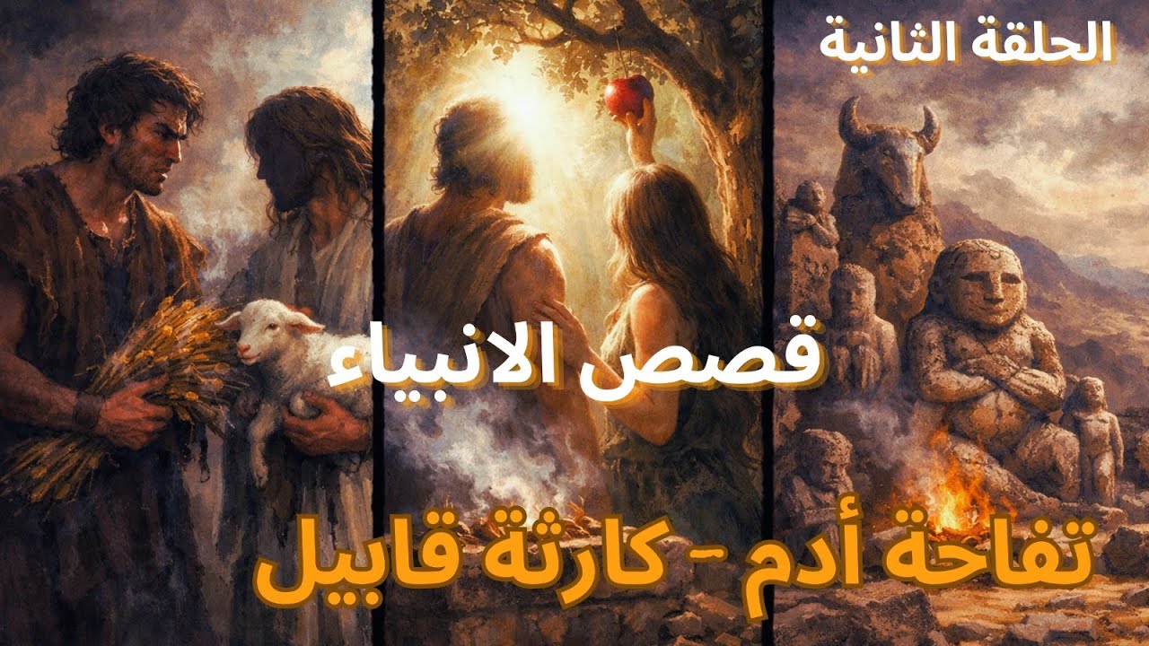 أول ذنب… وأول دم… وأول وثن #تفاحة آدم #بداية_الخلق #ابليس #آدم #قابيل_وهابيل #الاصنام #الالهة #قتل