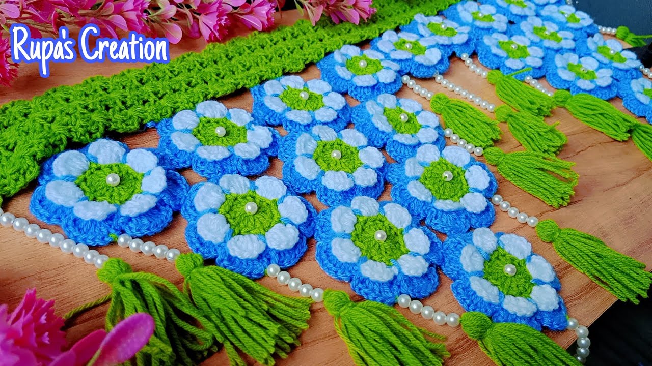 Ух ты 🌺 вязанный крючком цветок торан, дизайн #2024, дизайнерский торан, тикки ворот парда, дизай...