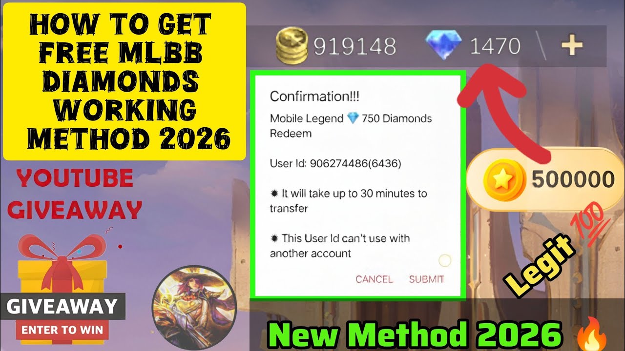 HOW TO REDEEM FREE MOBILE LEGENDS DIAMONDS 2026 LEGIT (100% working) Free MlBB Diamonds Giveaway 