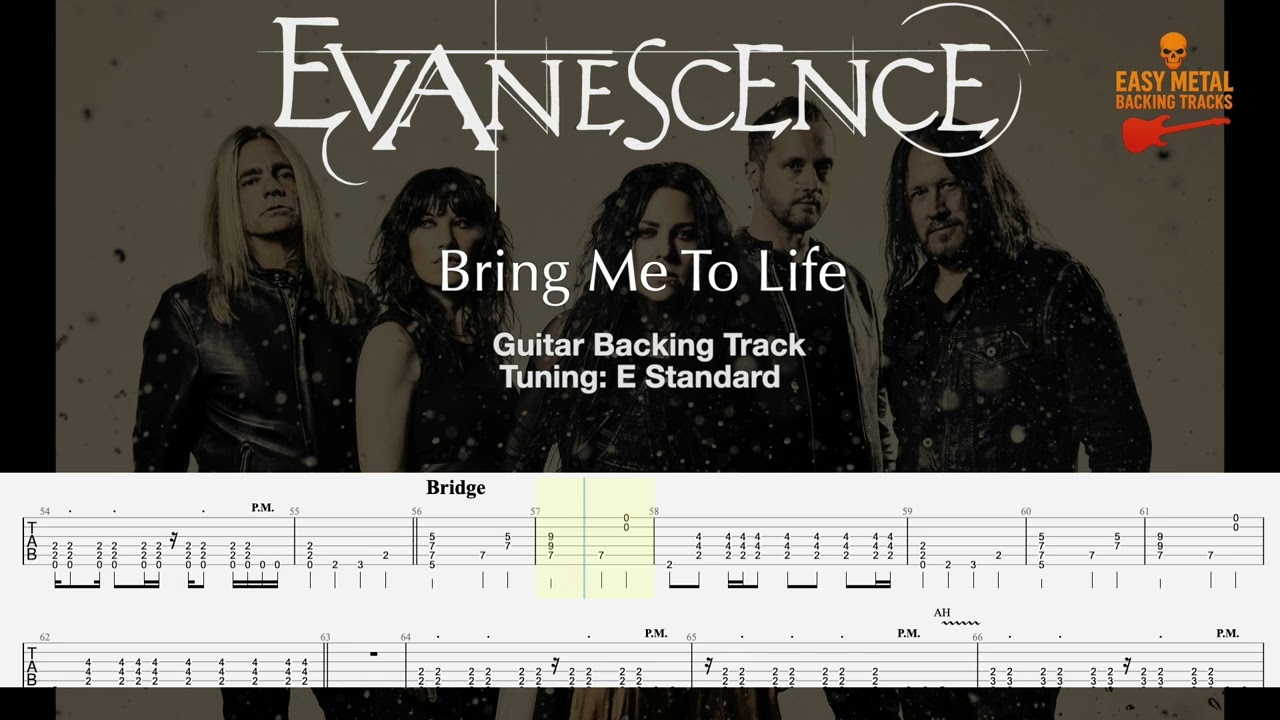 Evanescence - Bring me to Life - Backing Track for Guitar w/Vocals and Tabs