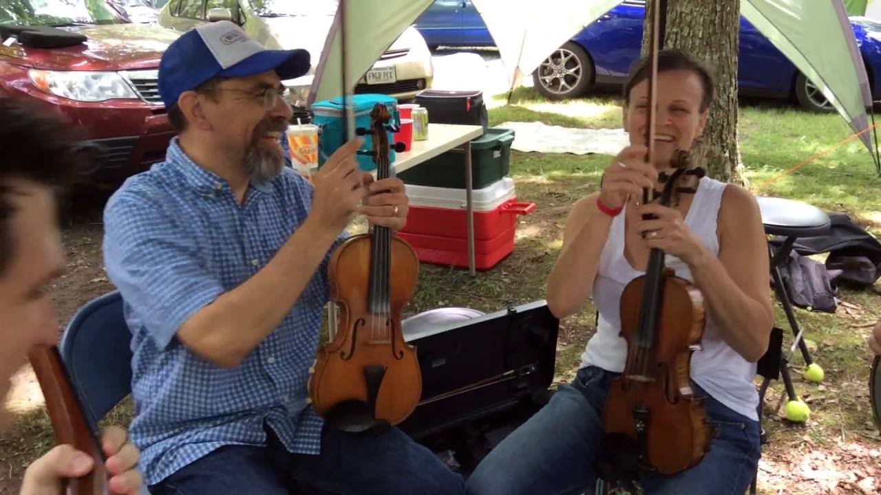 Tom and Jerry - Spencer & Rains twin fiddle with Adam, Beth, Pete, Kelly, - Clifftop 2016