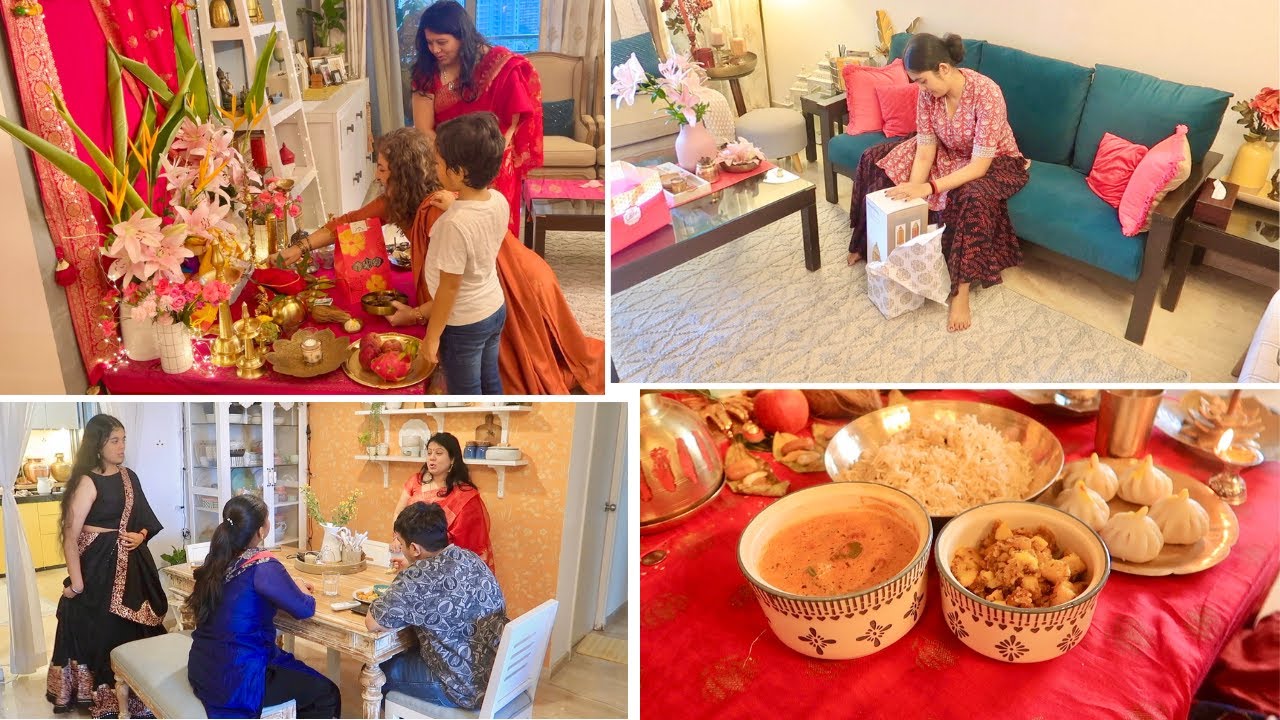 🌺 Bappa Ke Liye Itna Khubsurat Gift Mila, Aaaye Sara Guest, Different Bhog Menu Ganpati Day 4