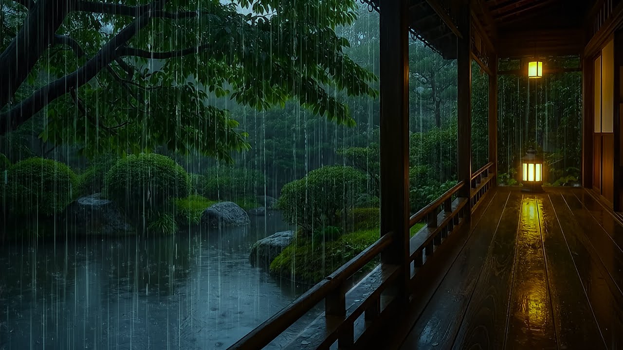 🌧️ Sleep Soundly with Gentle Rain on Cabin Porch by Forest Lake | ASMR Nature Forest Rain