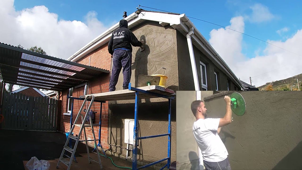 Rendering Bungalow Refina Serrated Straight Edge Finishing Render in Winter Devil Floating & sponge