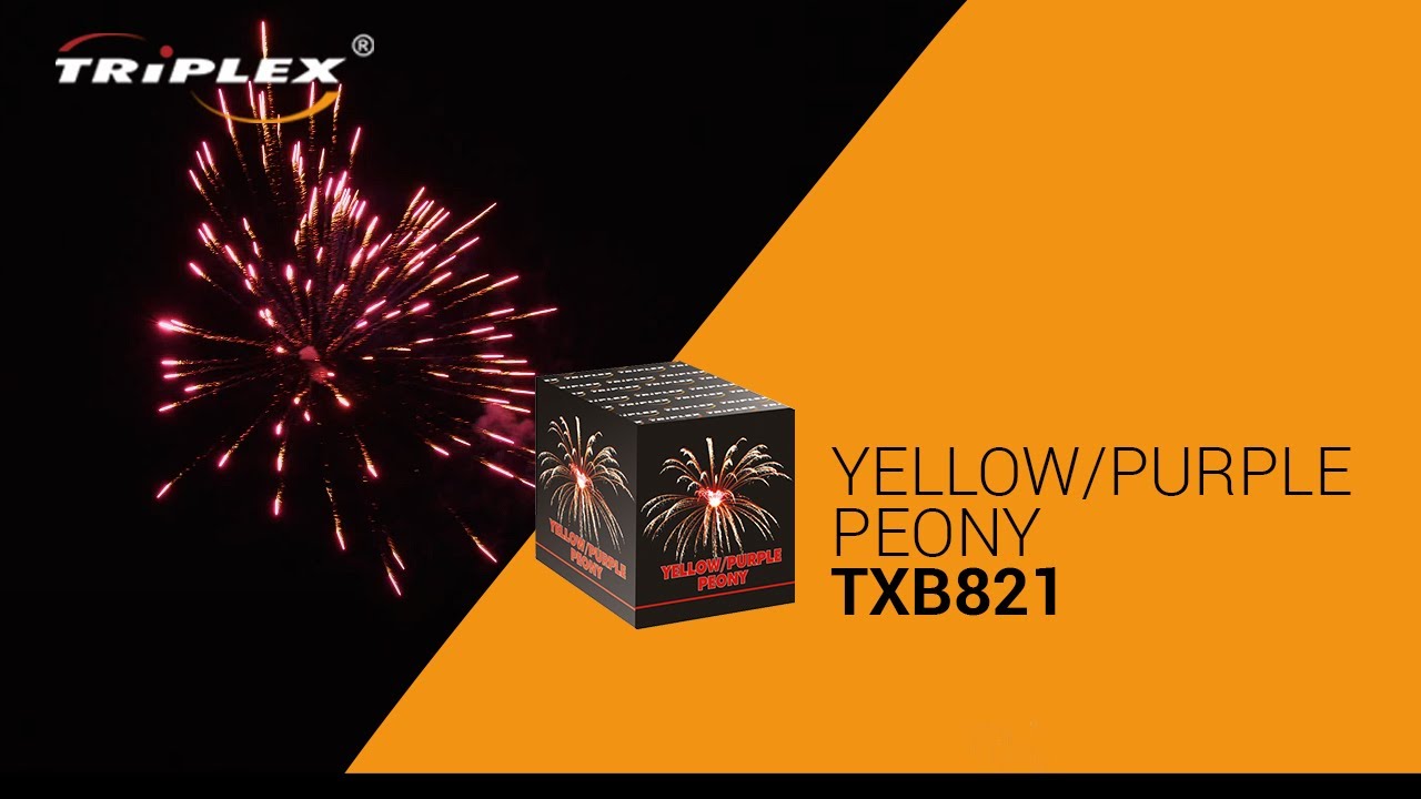 FAJERWERKI TXB821 9S 0.8'' BATERIA YELLOW/PURPLE PEONY F2 TRIPLEX FIREWORKS